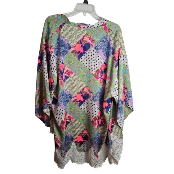 Victoria’s Secret Bali Patchwork Floral Print Lace Hem Open Robe Kimono XS/S - Picture 6 of 6
